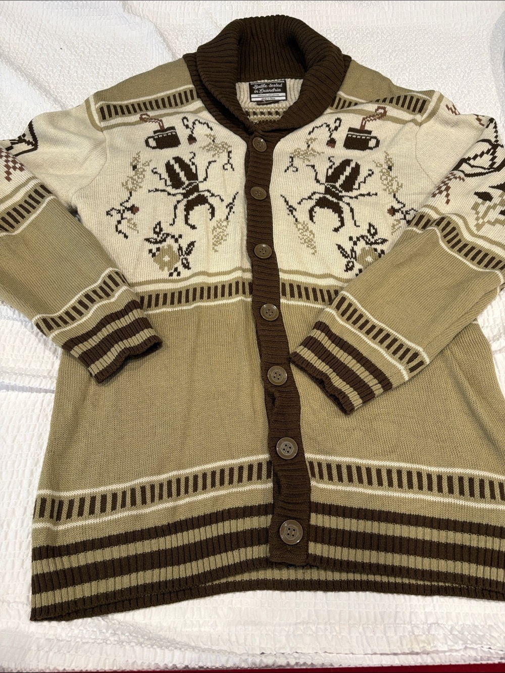 Battle Tested in Exandria Shawl Collar Button-Front Knit Cardigan
Size XL